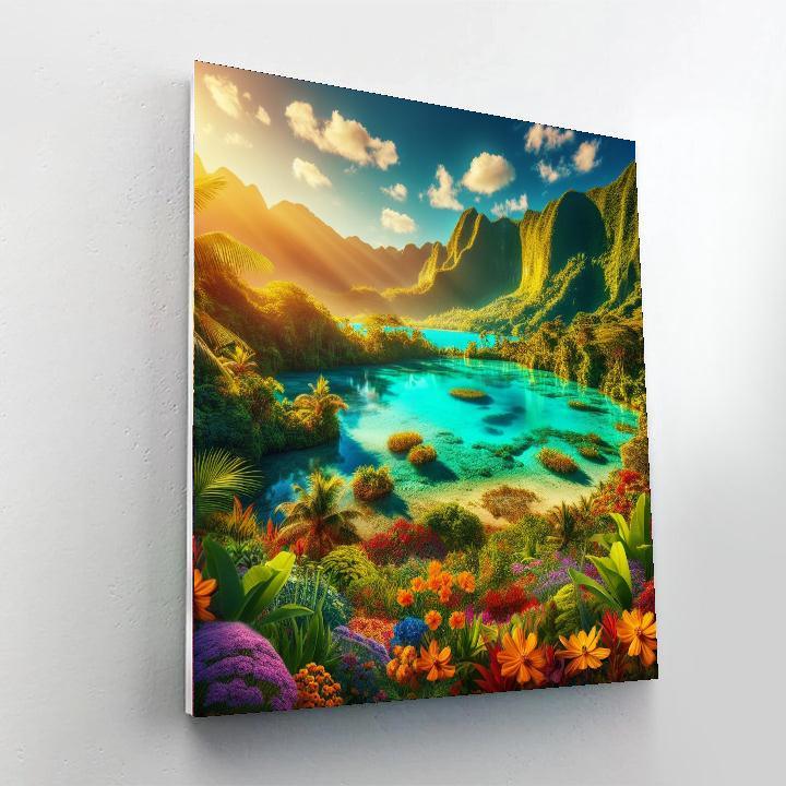 Dazzling Tropical Lagoon Painting By Numbers Kit
