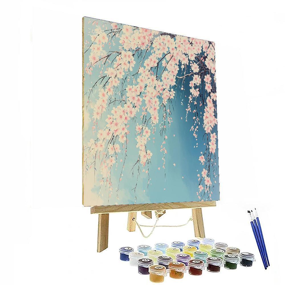 Hiroshige Inspired Whispers Of The Cherry Blossoms  Paint By Color