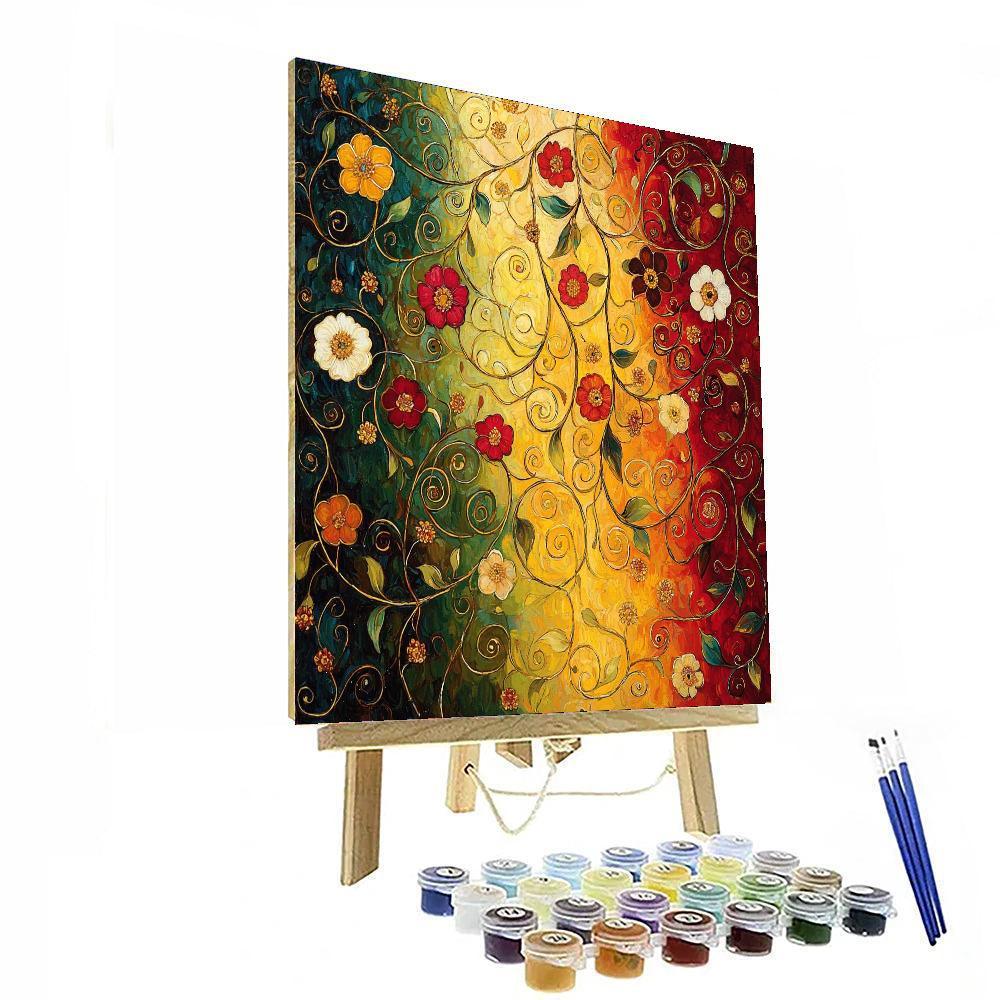 Gustav Klimt Inspired Whirling Garden  Paint By Color