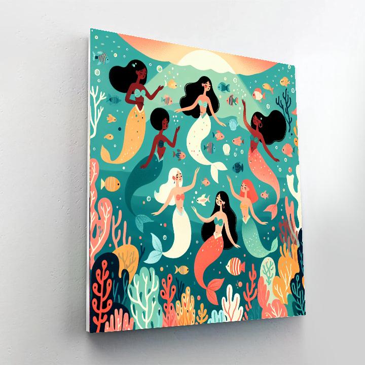 Underwater Mermaid Grotto Numbered Painting Kits