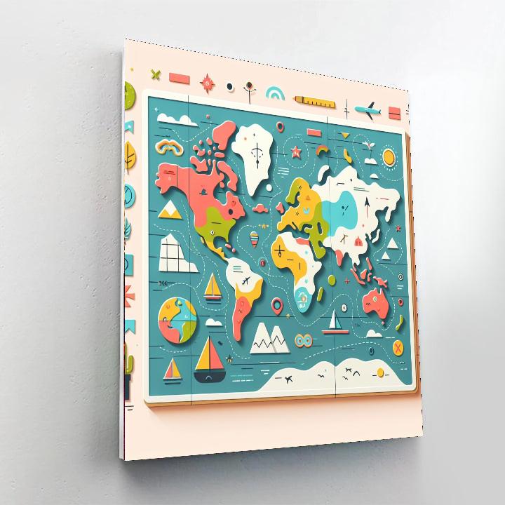 Explorer's World Map Numbered Painting Kits