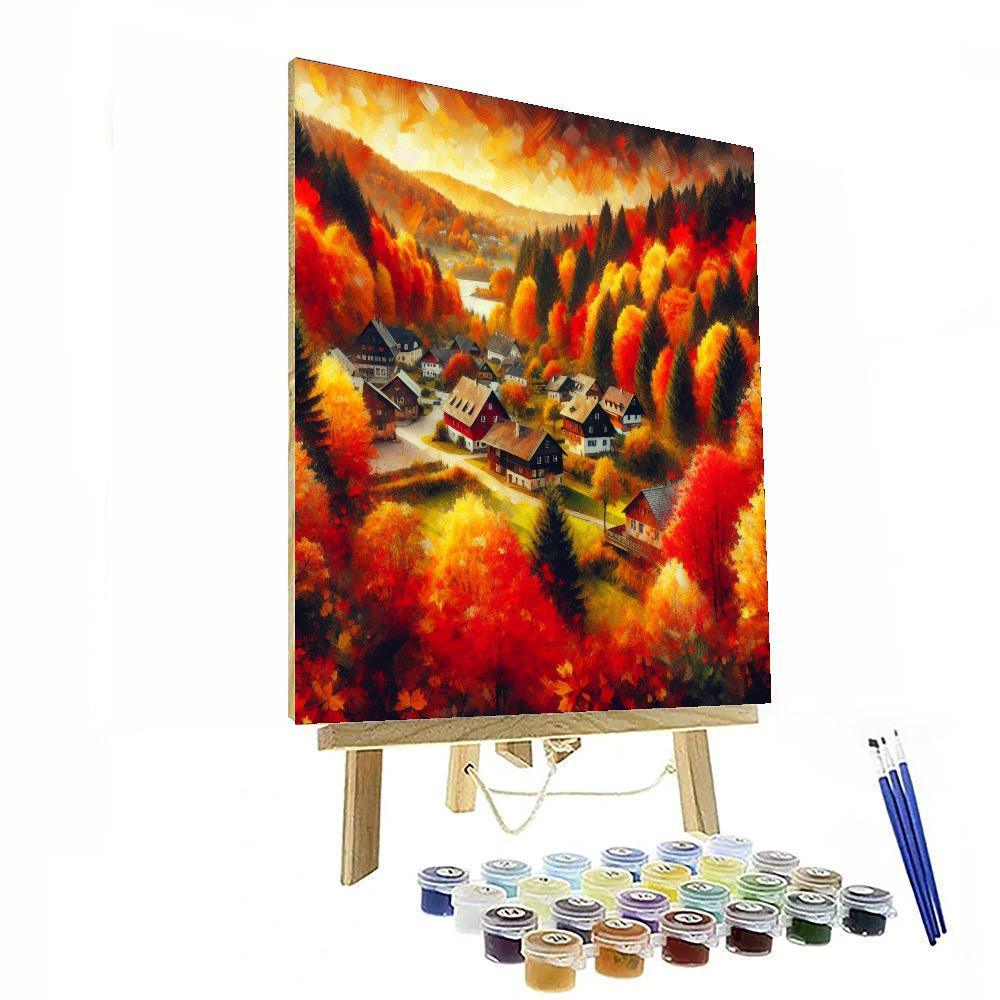Charming Village In Fall Paint By Number