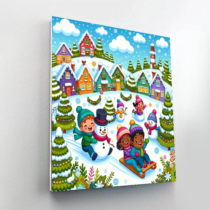 Joyful Snowy Village Numbered Painting Kits