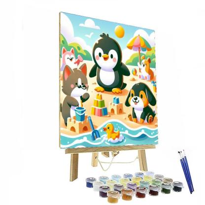 Giggling Animal Beach Day Numbered Painting Kits