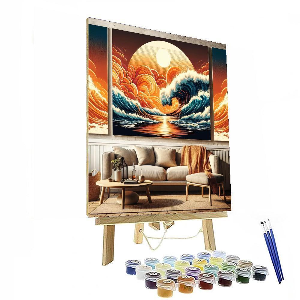 Dynamic Sunset Waves Painting By Numbers Kit