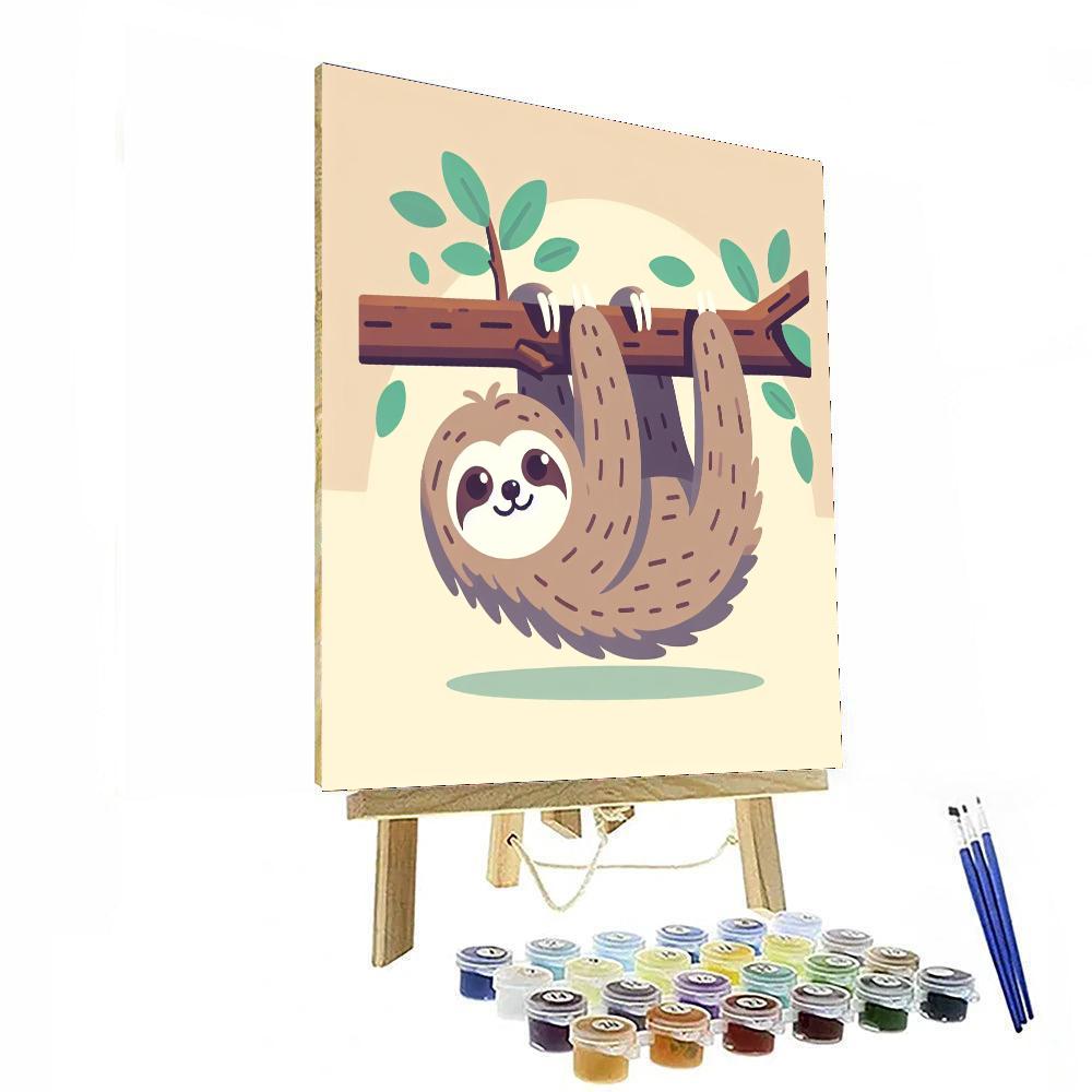 Silly Sloth On A Branch Paint By Numbers Art