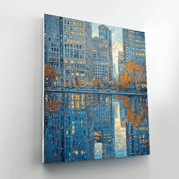 Hopper Inspired Timeless City Reflections  Painting By Numbers Kit