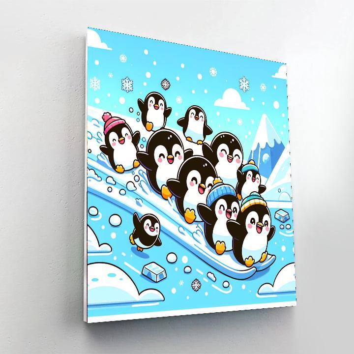 Happy Playful Penguins Paint By Number