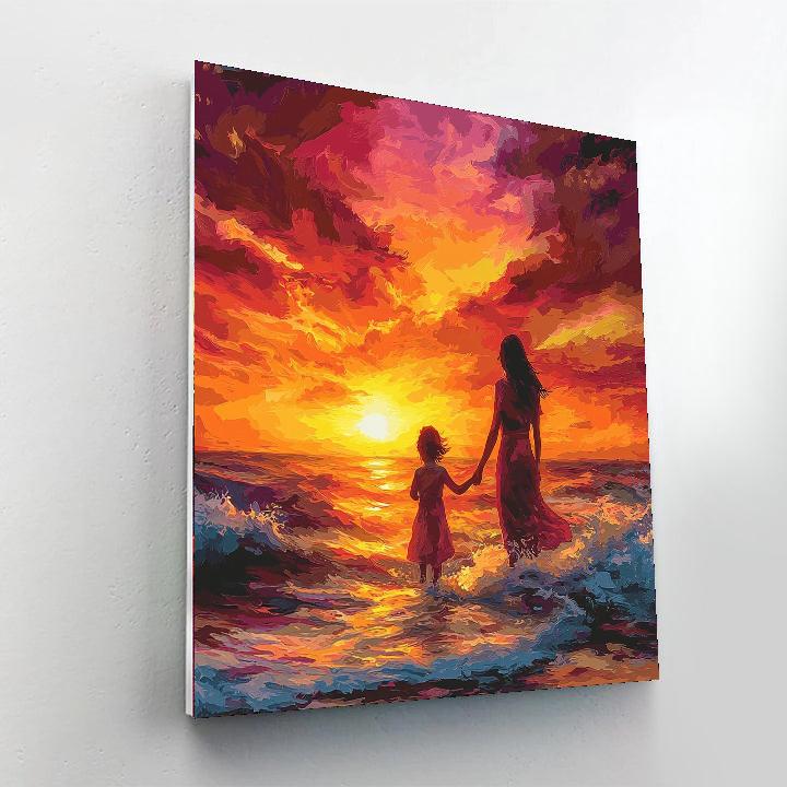 Mother And Child At Sunset Paint By Numbers Kits