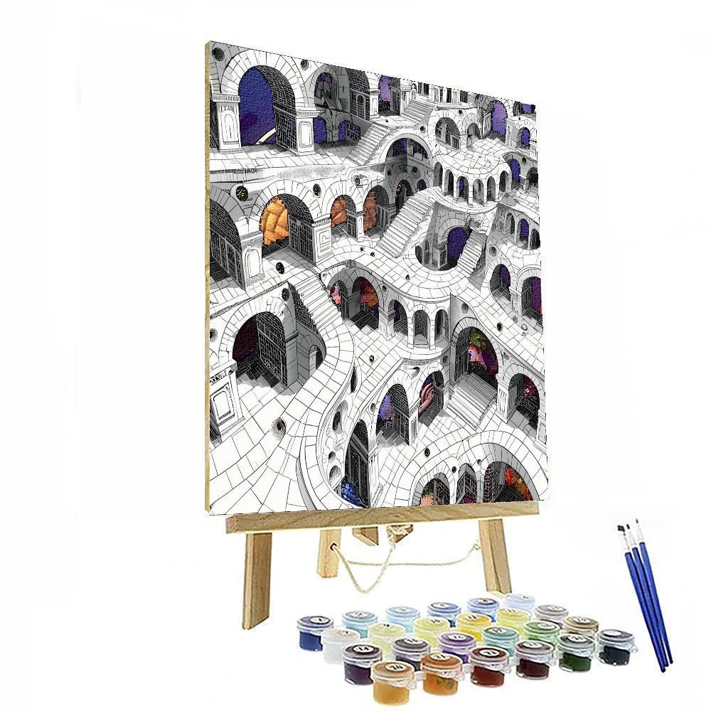 M.C. Escher Inspired Architectural Fantasies  Paint By Number