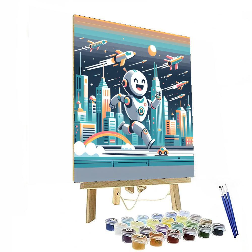 Robot's Futuristic Adventure Paint By Numbers Kits