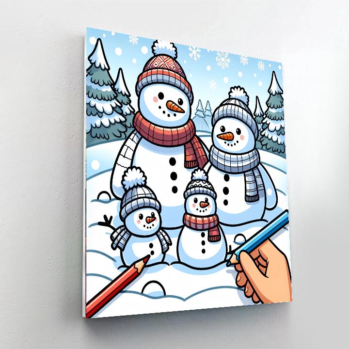 Bubbly Snowman Family Paint By Color
