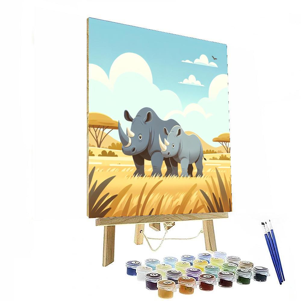 Roaming Rhinos Paint By Numbers Art