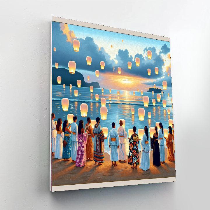 Lantern Floating Festival - Hawaii Paint By Color