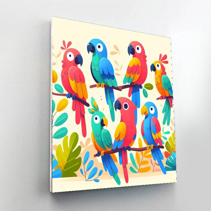 Playful Parrot Palooza Number Painting