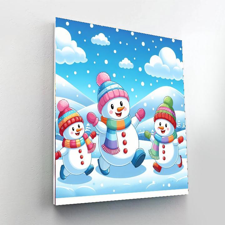 Happy Snowman Family Paint By Number