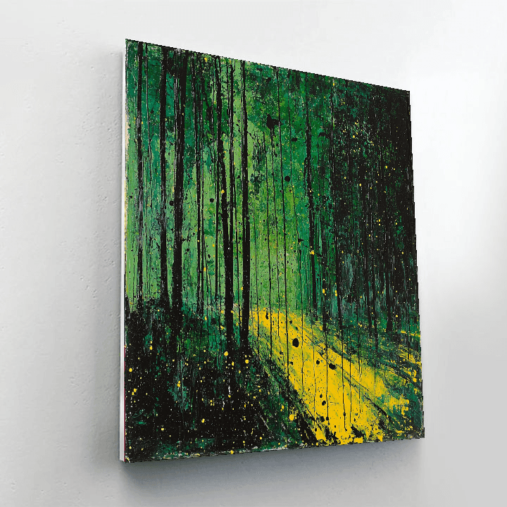 Jackson Pollock Inspired Abstract Forest Harmony  Number Painting