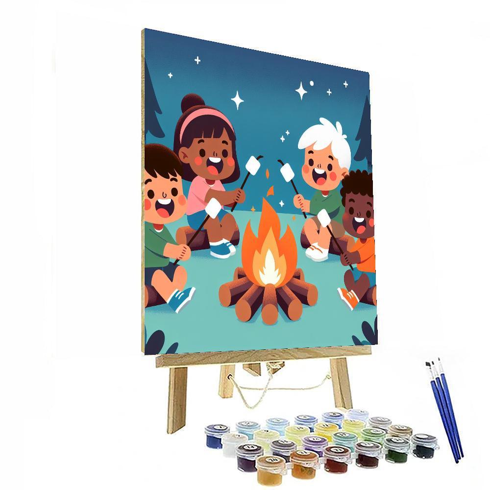 Happy Campfire Gathering DIY Paint By Numbers