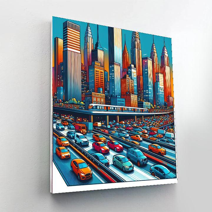 Busy City Skyline Painting By Numbers Kit