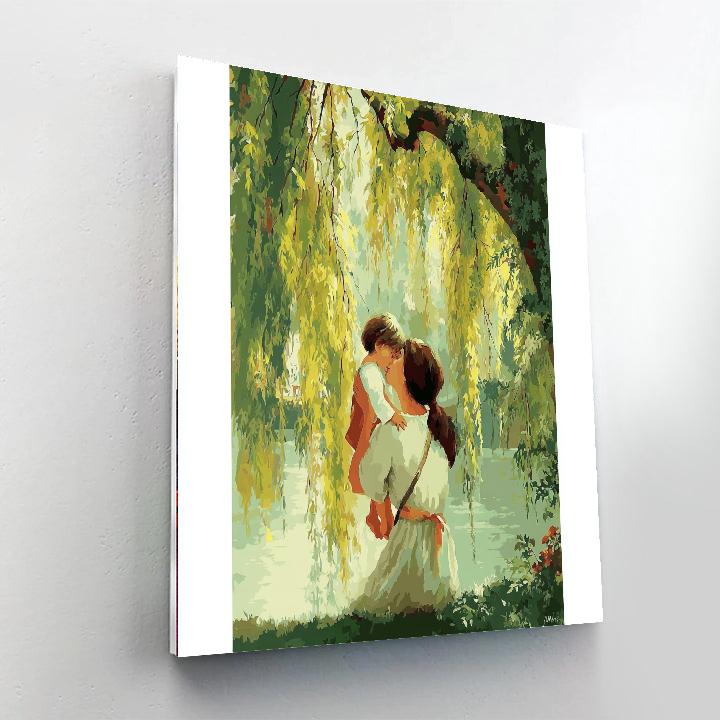 A Mother's Embrace Under The Willow Paint By Number
