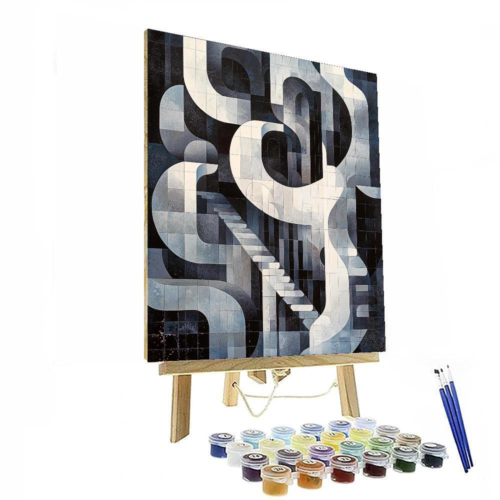 M.C. Escher Inspired Curvilinear Dreams  Numbered Painting Kits