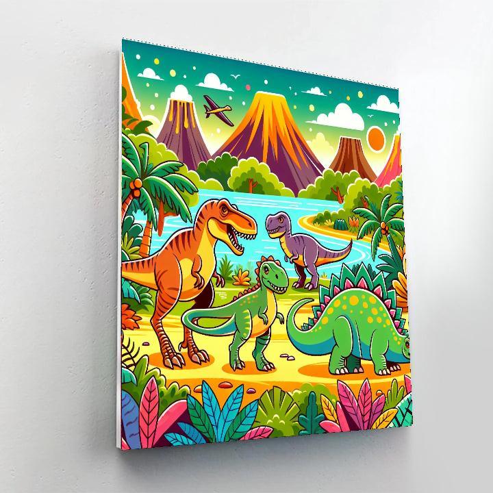 Dinosaurs Roam The Earth Painting By Numbers Kit
