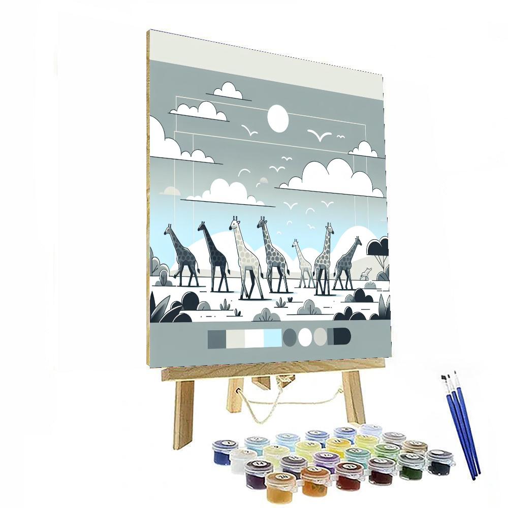 Gentle Giraffe Stroll Paint By Numbers Art