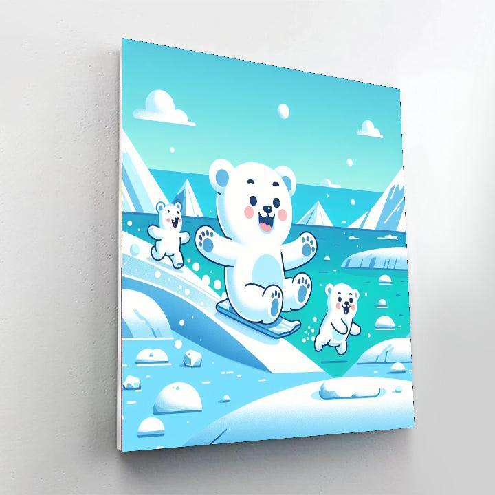 Playful Polar Bear Playground Painting Number Kit