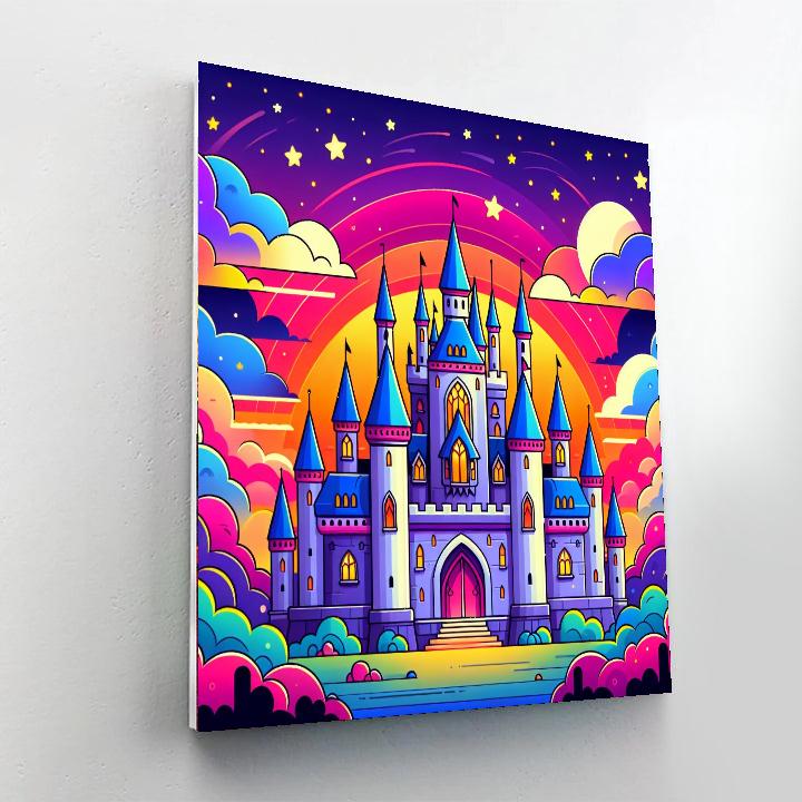 Magical Castle At Sunset Paint By Numbers Art