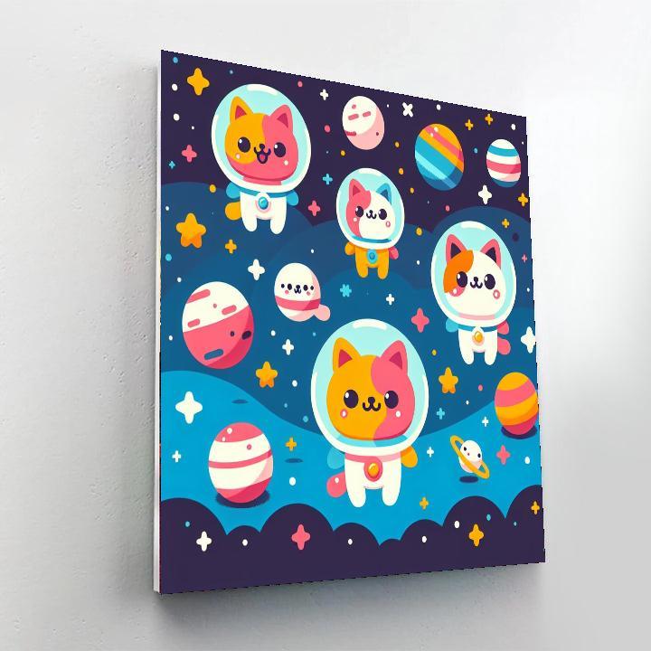 Adorable Space Cats Paint By Color