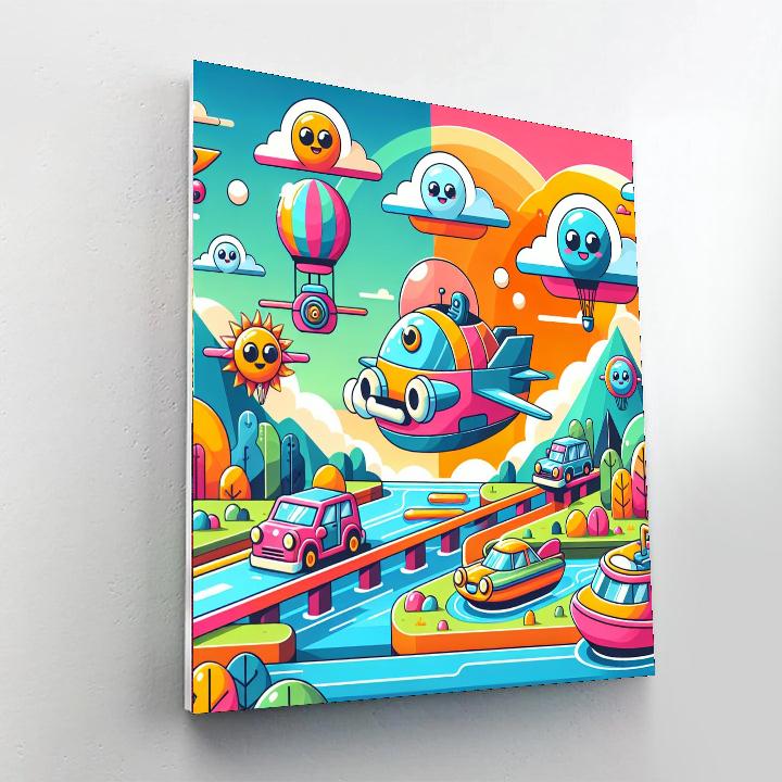Whimsical Vehicles Painting By Numbers Kit
