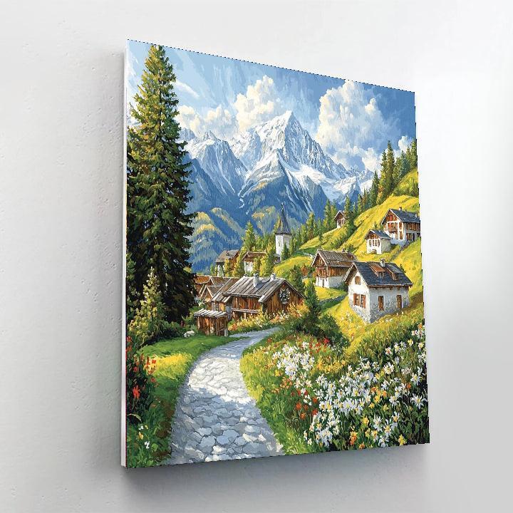 Albert Bierstadt Inspired Enchanting Alpine Village  Paint By Numbers