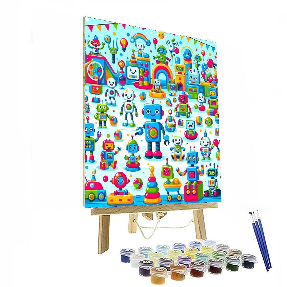 Joyful Robot Reunion Numbered Painting Kits