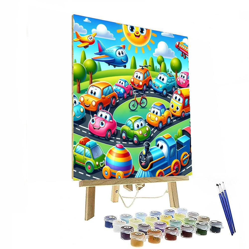 Colorful Transportation Adventure Paint By Numbers