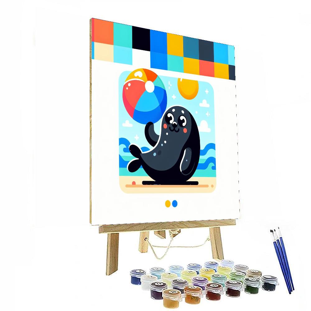 Giggles The Seal Number Painting