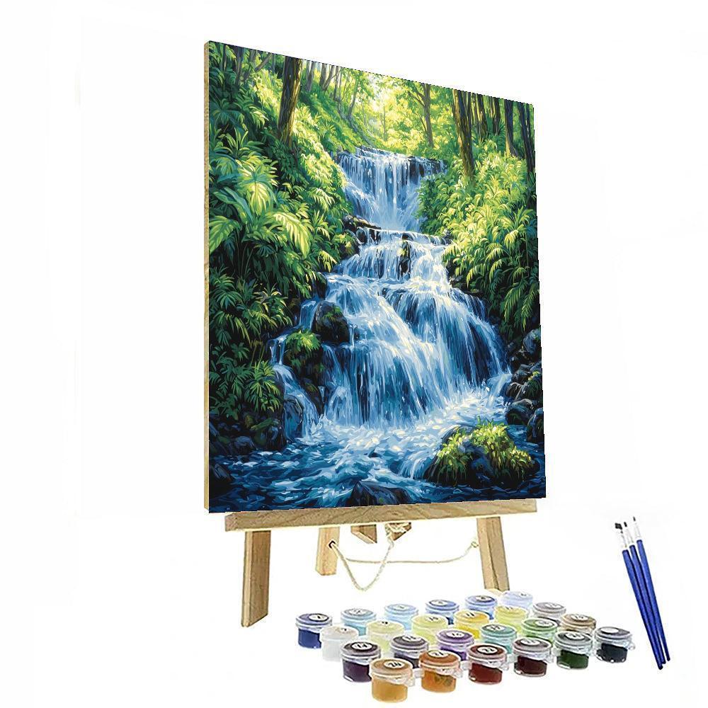 Utagawa Hiroshige Inspired Cascade Of Serenity  Number Painting