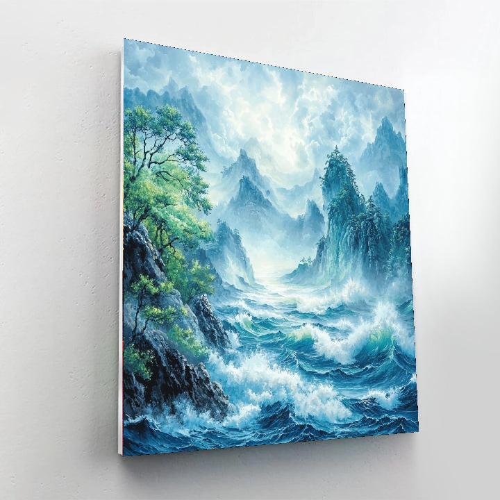 Zhao Mengfu Inspired Serenade Of Gentle Waves  Paint By Color