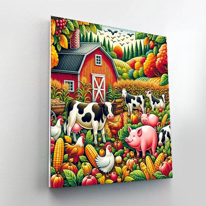 Joyful Farmyard Harvest Numbered Painting Kits