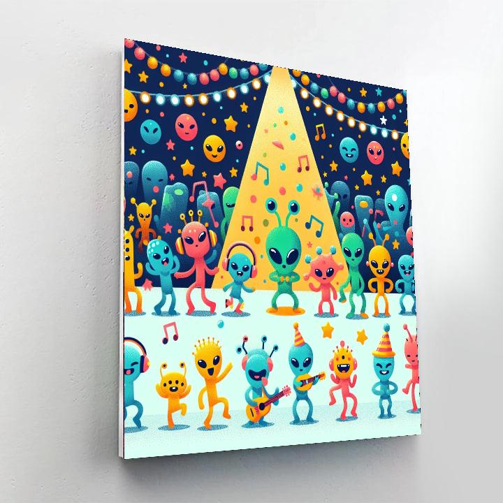 Funky Alien Dance Party Paint By Numbers Art