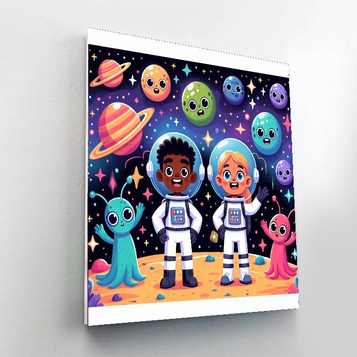 The Adventure Of The Little Astronauts DIY Paint By Numbers