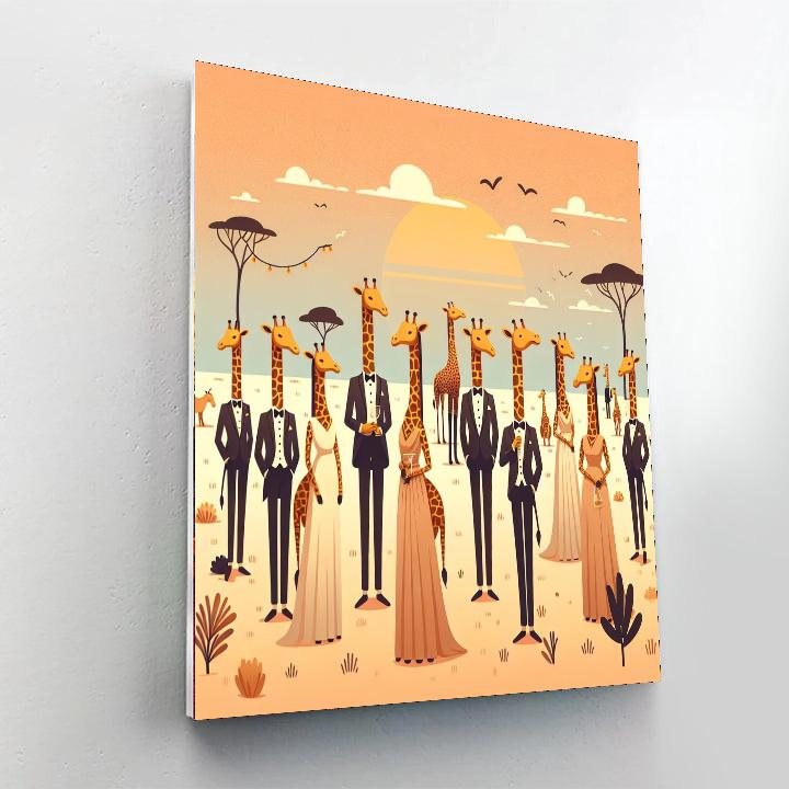 Grand Giraffe Gala Painting Number Kit