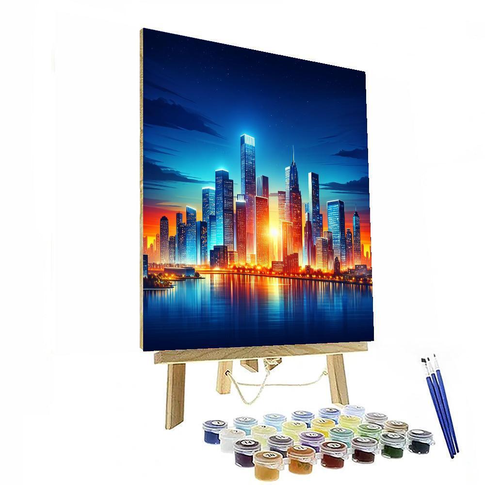Radiant Urban Skyline Painting Number Kit