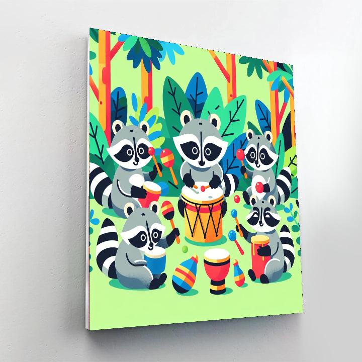 Rainforest Rhythm Raccoons Numbered Painting Kits