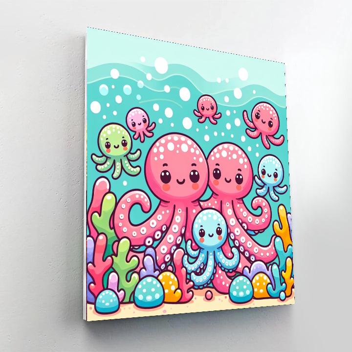 Happy Octopus Family Painting By Numbers Kit