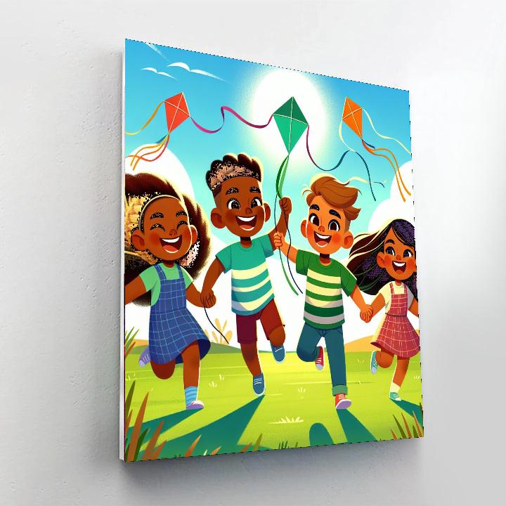 Adventures With Colorful Kites Paint By Numbers Art