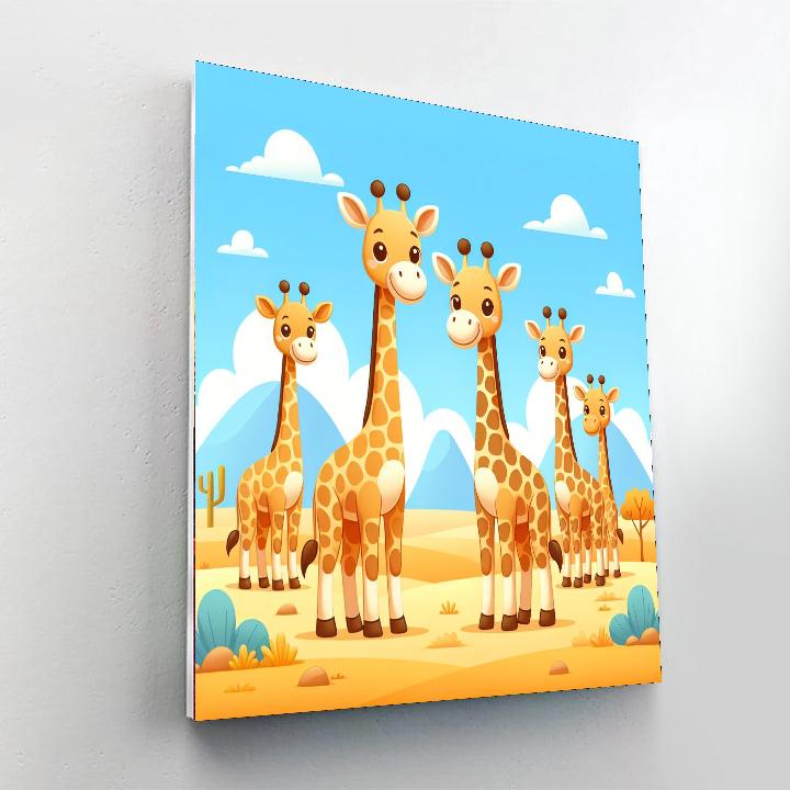 Gigantic Giraffe Safari Painting Number Kit