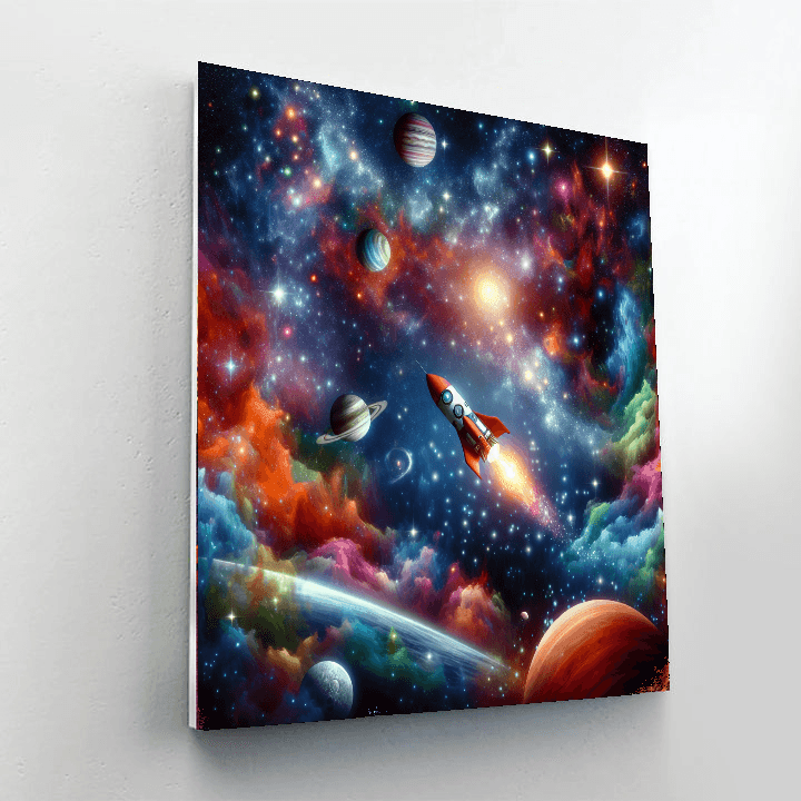 Cosmic Rocket Adventure Number Painting