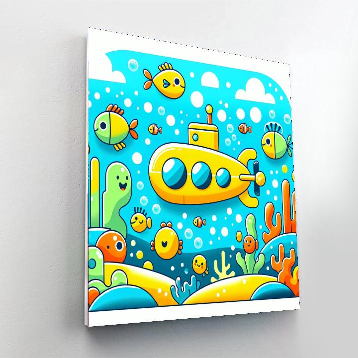 Underwater Submarine Safari Number Painting