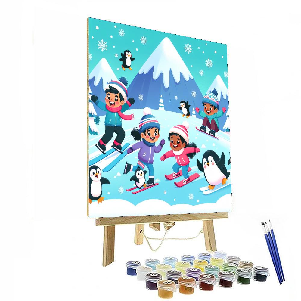 Snowy Mountain Ski Fest Paint By Numbers Art