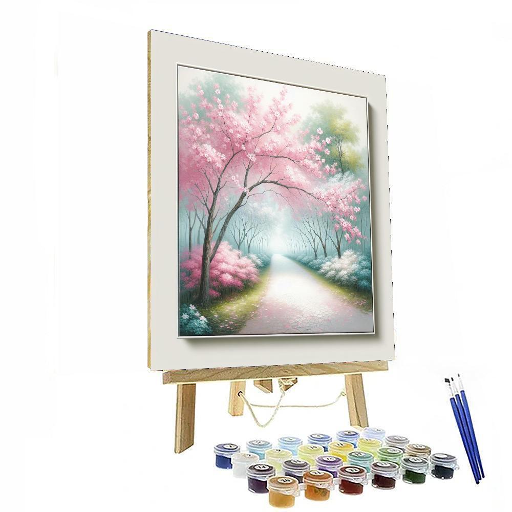 Radiant Cherry Blossom Path Numbered Painting Kits
